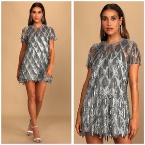 Elegant Silver Sequin Dress